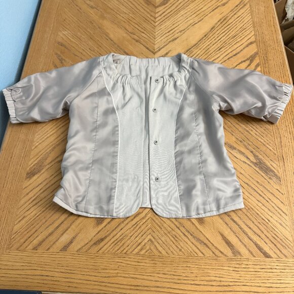 Banana Republic Stretch Blazer Suit Jacket Beige Belt Waist Tie Pockets Size 2 - Picture 11 of 12